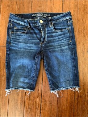 American Eagle Outfitters Dark Blue Cutoff Denim Super Stretch Shorts